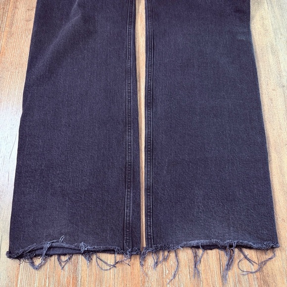 Abercrombie & Fitch Ultra High Rise Wide leg Jeans Black Torn Ripped Knee Baggy - Picture 11 of 13